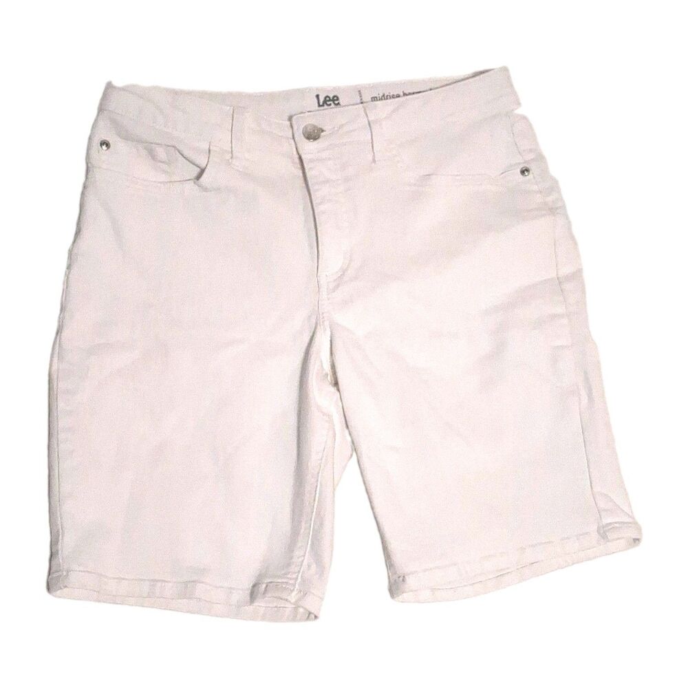 Sz 10M Riders by Lee Midrise Bermuda Shorts Womens White Denim Stretch Cotton